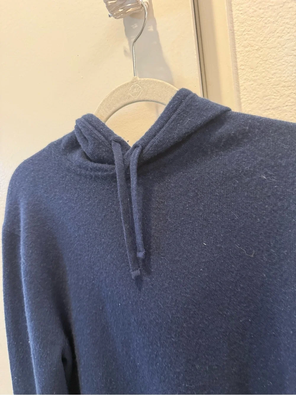 J. Crew 100% cashmere Navy Crewneck Hoodie Sweater Medium